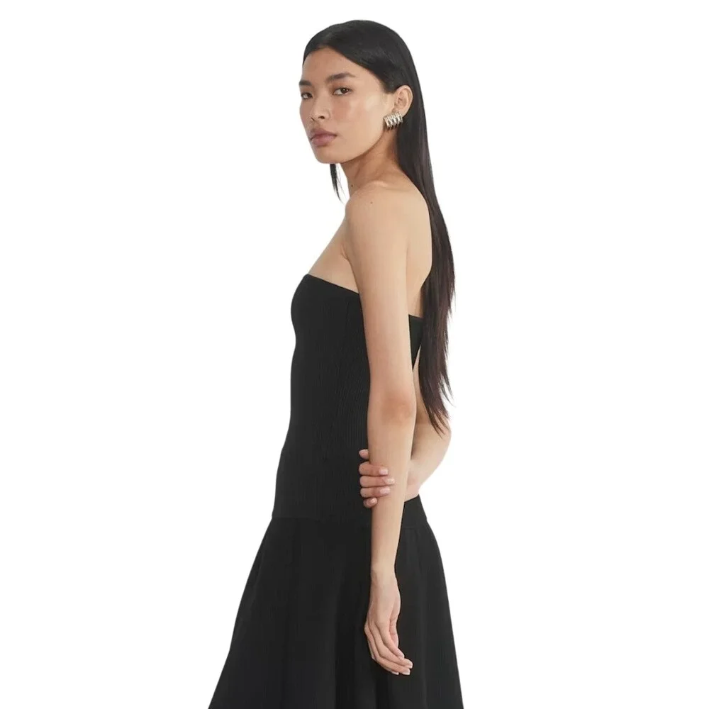 Aritzia Babaton Sculpt Knit Tube Top Black 2XS Strapless Ribbed Bodice